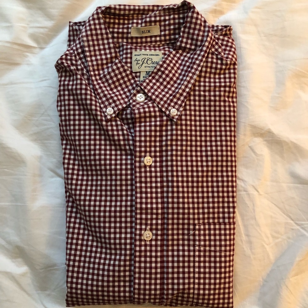 J. Crew red plaid long sleeve shirt